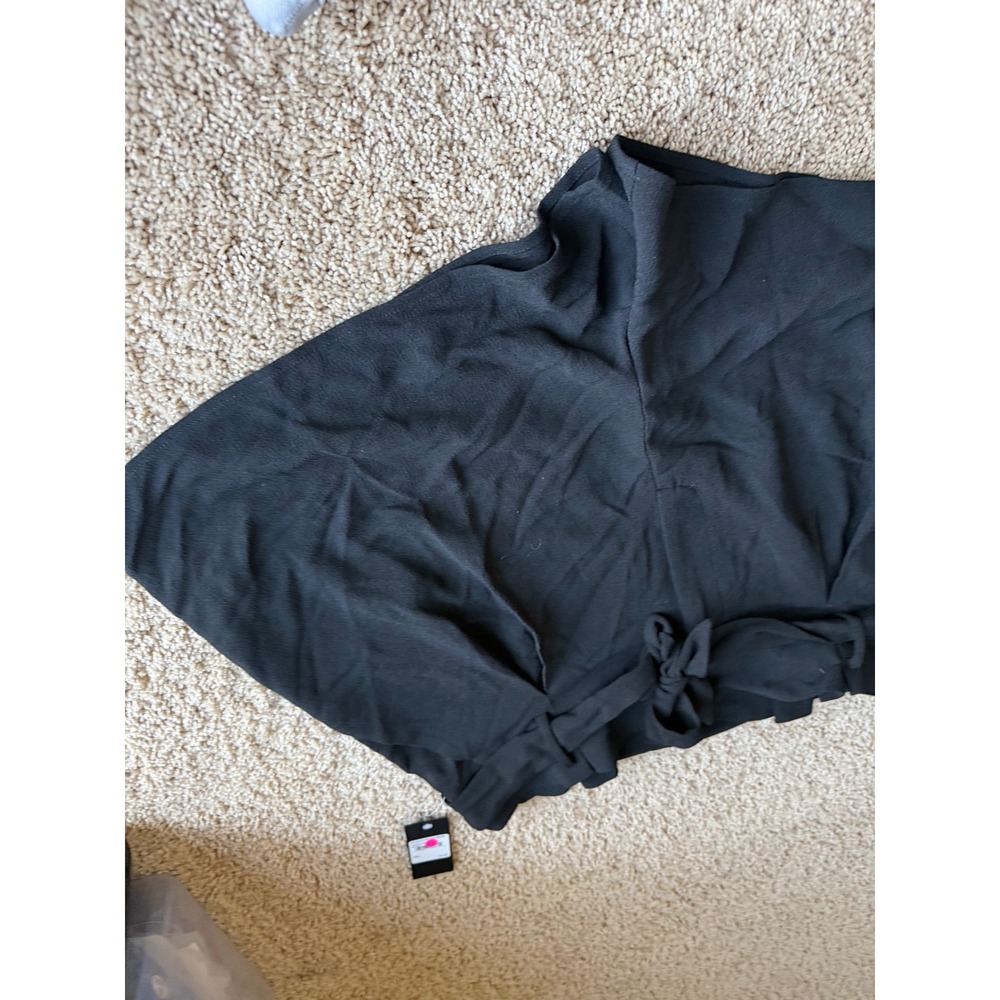 NWT Free Press Womens XXL Black High Waisted Pleated Tie Waist Dress Shorts - Picture 5 of 8
